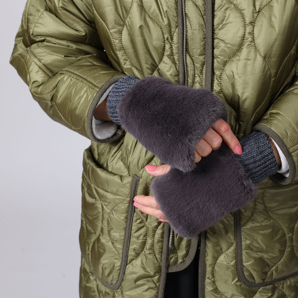 マリークワント ハンドウォーマー フィンガーレスグローブ 黒 MARY